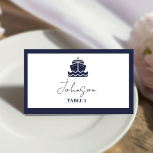 Cartão De Mesa Casamento de navio de cruzeiro náutico