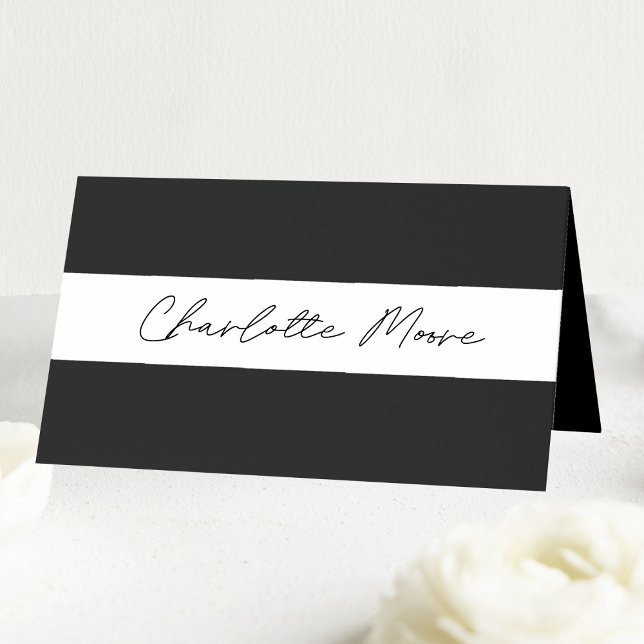 Cartão De Mesa Casamento de Nomes de Convidado de Escrita Manual  (Black Bulk Handwrite Guest Names Wedding Place Card
)