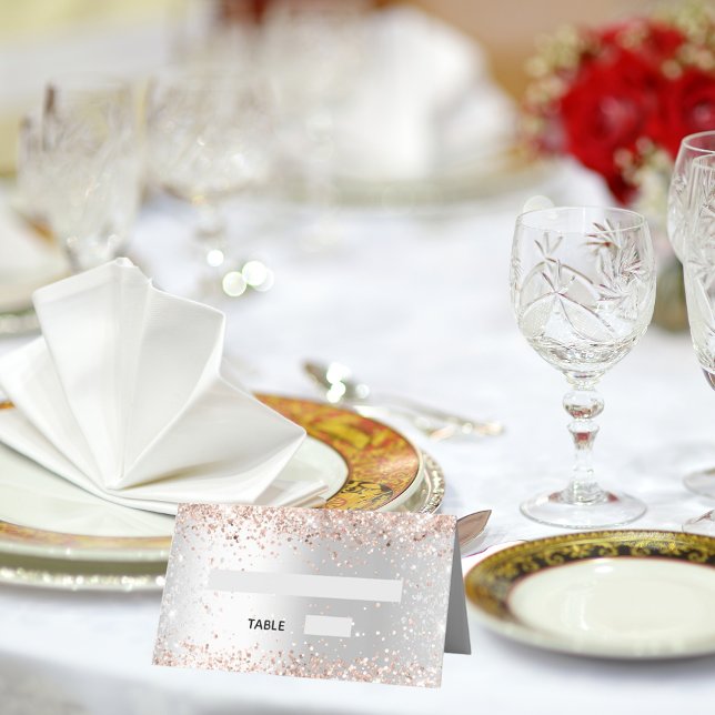 Cartão De Mesa Casamento de ouro rosa de prata (Criador carregado)