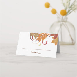 Cartão De Mesa Casamento de outono Rustic Falling Deixa O Outono