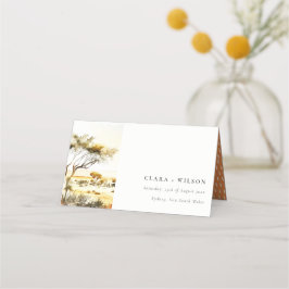 Cartão De Mesa Casamento de Paisagem Africana com Muted Earth Wat