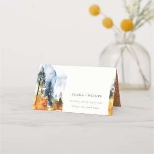 Cartão De Mesa Casamento de Paisagem de Inverno no Rio das Montan
