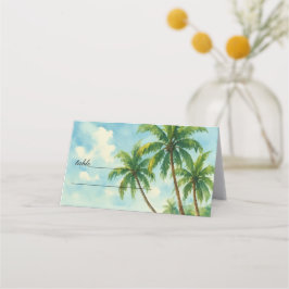 Cartão De Mesa Casamento de Palmeiras da Ilha Tropical Beach