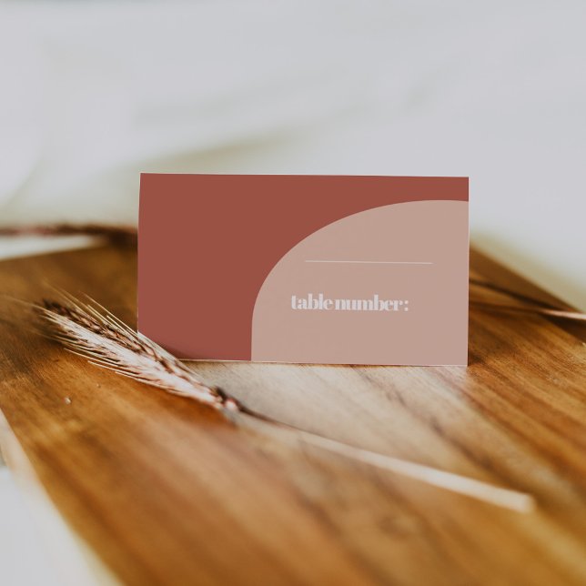 Cartão De Mesa Casamento de peach terracotta simples (Criador carregado)