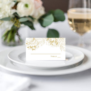 Cartão De Mesa Casamento de Peônia Floral em Champanhe Elegante