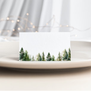 Cartão De Mesa Casamento de pinheiros elegantes minimalistas