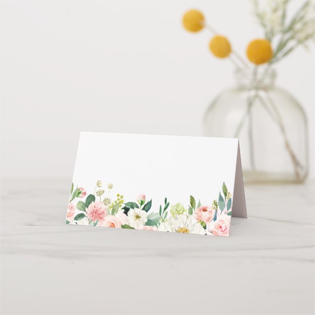 Cartão De Mesa Casamento de Prados Florais de Pêssego de Aquarela (Frente)