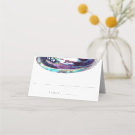 Cartão De Mesa Casamento de Praia de Aquarela Purple Shell Abalon