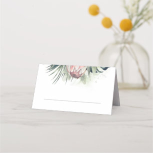 Cartão De Mesa Casamento de Praia de Flores Tropicais Rosa