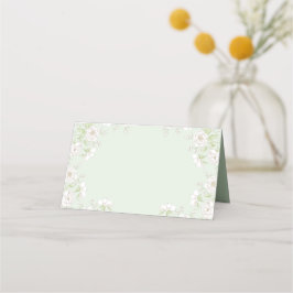 Cartão De Mesa Casamento de Rosa Branca Verde Salvia