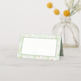 Cartão De Mesa Casamento de Rosa Branca Verde Salvia