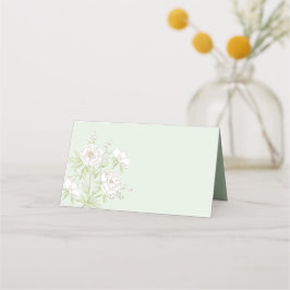 Cartão De Mesa Casamento de Rosa Branca Verde Salvia