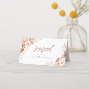 Cartão De Mesa Casamento de Rosa Muted Pampas Terracotta Boho