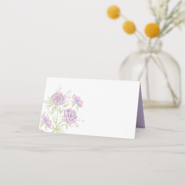 Cartão De Mesa Casamento de Rosa Roxa Lavanda (Frente)