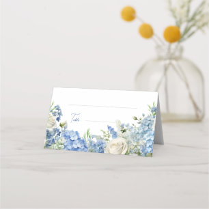 Cartão De Mesa Casamento de Rosas Brancas do Jardim Azul Inglês H