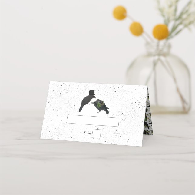 Cartão De Mesa Casamento de Rosas Negras do Halloween (Frente)