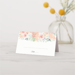 Cartão De Mesa Casamento de Sangue Floral Cor de Água, Cor de Ro