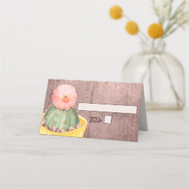 Cartão De Mesa Casamento de Sangue Laranja de Watercolor Cactus O