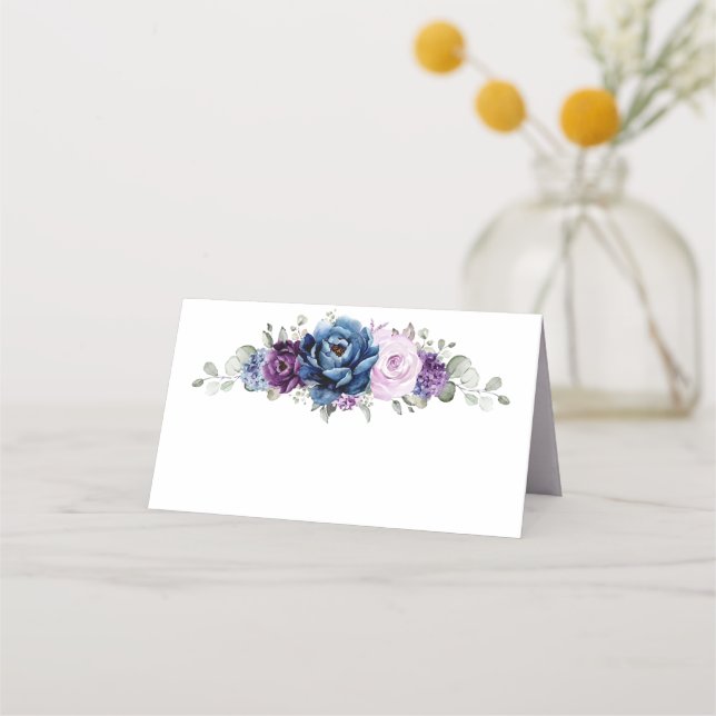 Cartão De Mesa Casamento de Sangue Lilac Marinho Roxo Dusty Blue (Frente)
