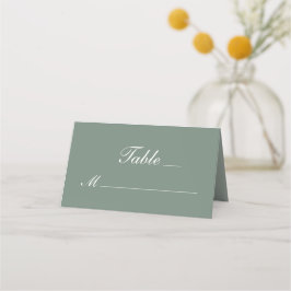 Cartão De Mesa Casamento de Script Branco Verde do Modern Sage