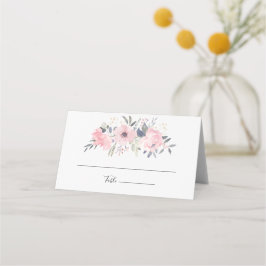 Cartão De Mesa Casamento de Script de Aquarela Floral Rosa