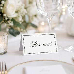 Cartão De Mesa Casamento de Script Elegante Simples Reservado