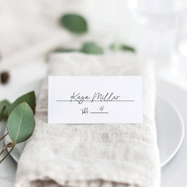 Cartão De Mesa Casamento de Script Manuscrito Preto e Branco Mode