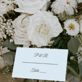 Cartão De Mesa Casamento de Script Simples Azul Claro Estilizado