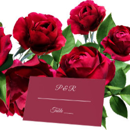 Cartão De Mesa Casamento de Script Simples Estilizado de Cranberr