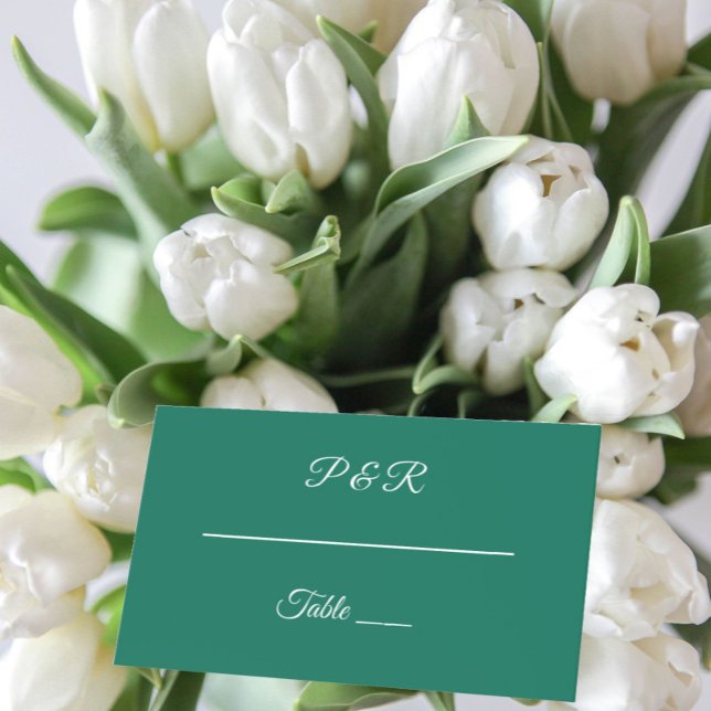 Cartão De Mesa Casamento de Script Simples Estilizado Emerald Gre (In Situ Wedding)