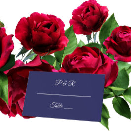 Cartão De Mesa Casamento de Script Simples Estilizado marinho Azu