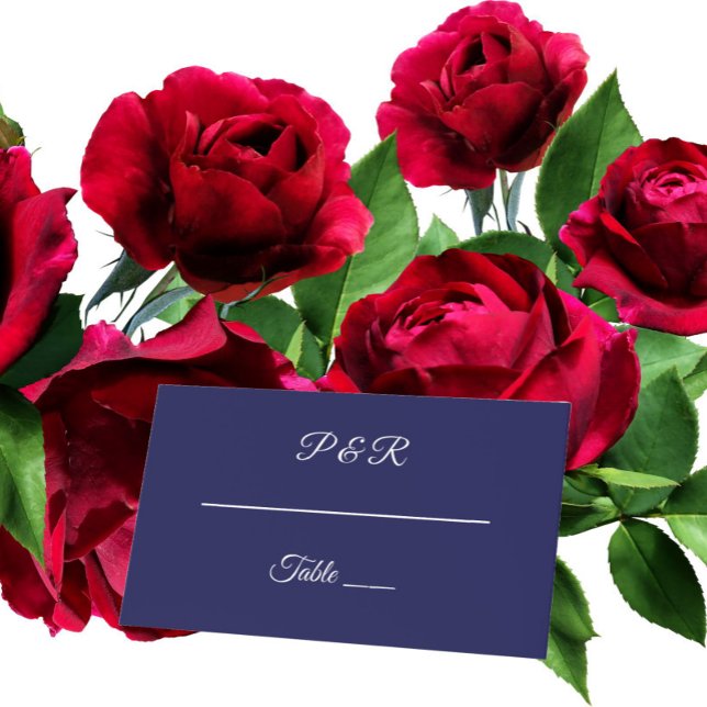 Cartão De Mesa Casamento de Script Simples Estilizado marinho Azu (In Situ Wedding)