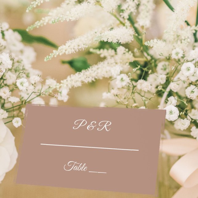 Cartão De Mesa Casamento de Script Simples Estilizado Mocha (In Situ Wedding)
