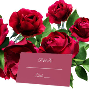 Cartão De Mesa Casamento de Script Simples Estilizado, Vermelho, 