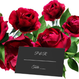 Cartão De Mesa Casamento de Script Simples Preto Estilizado