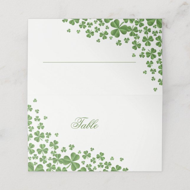 Cartão De Mesa Casamento de Shamrock Verde Irlandês (Exterior/Desdobrado)