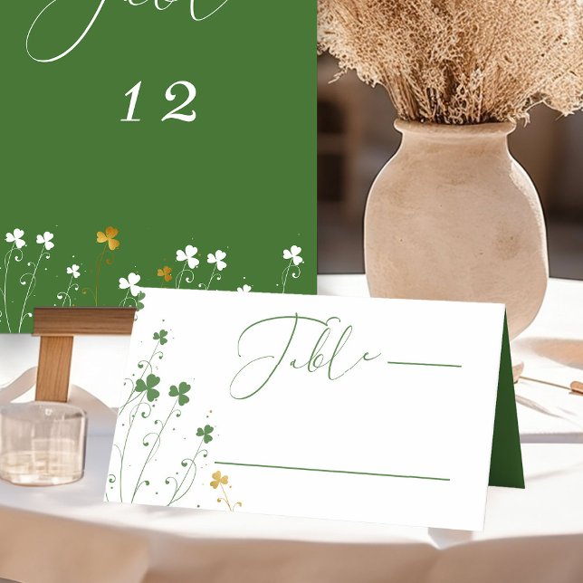 Cartão De Mesa Casamento de Shamrock Wildflower Elegante Calliogr (Wedding Reception Place Card from my Shamrock Wildflower Collection)