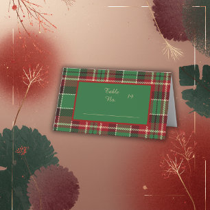 Cartão De Mesa casamento de tartan celta escocês vermelho-verde