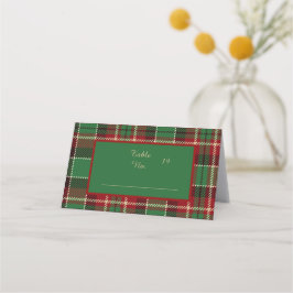 Cartão De Mesa casamento de tartan celta escocês vermelho-verde
