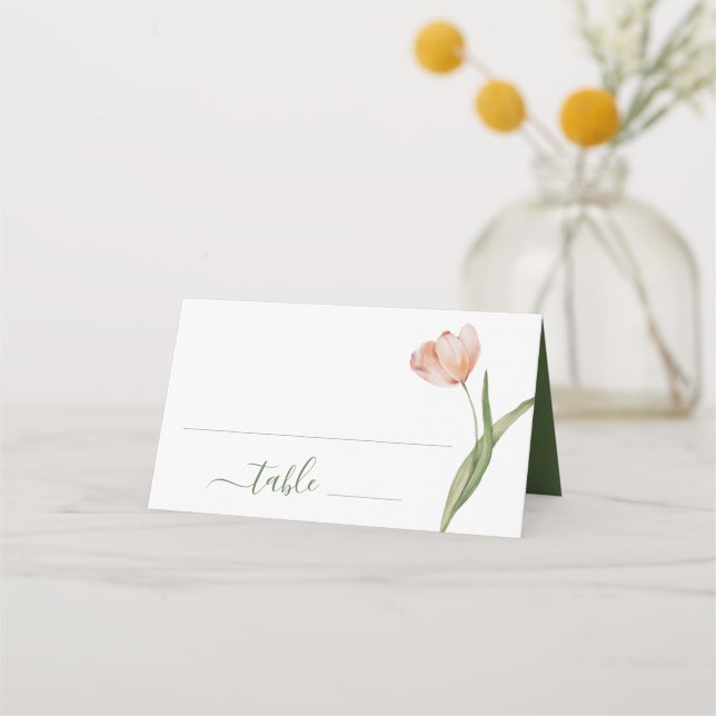Cartão De Mesa Casamento de Tulipas de Aquarela Elegante (Frente)