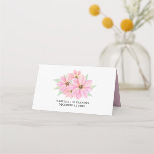 Cartão De Mesa Casamento de Tulipas de Aquarela Rosa
