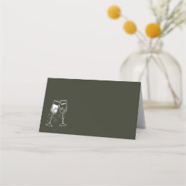 Cartão De Mesa Casamento de Vazio Verde da Madeira de Champanhe