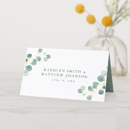 Cartão De Mesa Casamento de Verão Elegante Moderno Eucalyptus Gre