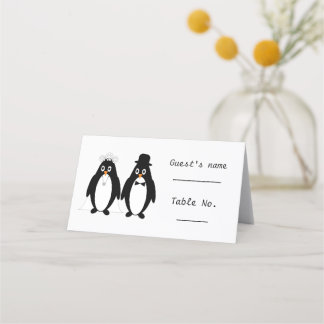 Cartão De Mesa Casamento Design Pinguim