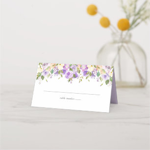 Cartão De Mesa Casamento do Monograma Floral Branco Roxo