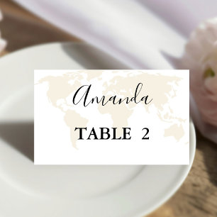 Cartão De Mesa Casamento do tema viagem do destino do Monograma