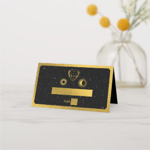 Cartão De Mesa Casamento Dourado das Estrelas Celestiais Crescent