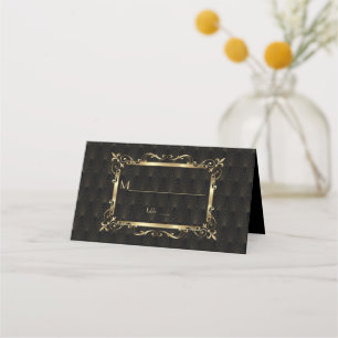 Cartão De Mesa Casamento Dourado de Arte dos anos 20