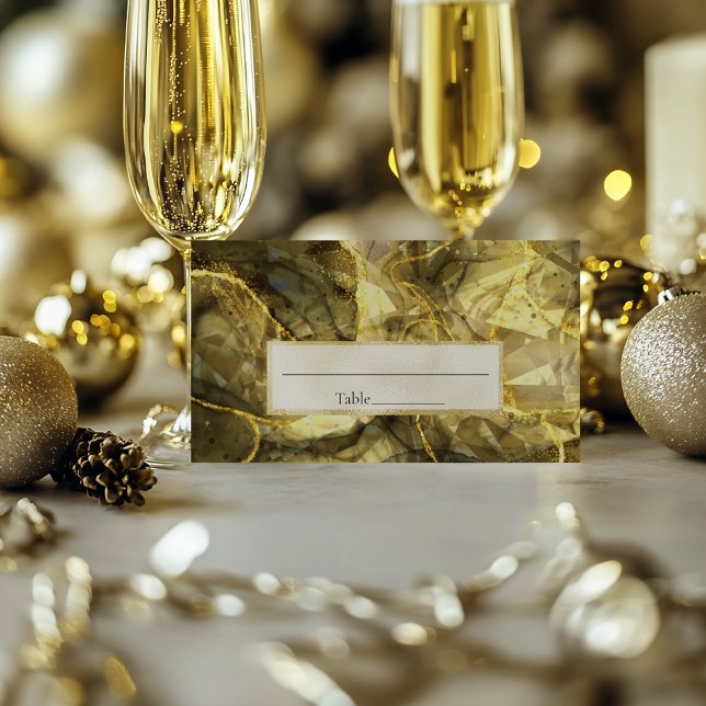 Cartão De Mesa Casamento Dourado de Gemstone Topaz (Criador carregado)