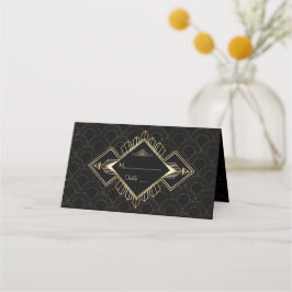 Cartão De Mesa Casamento Dourado do Excelente Negro Gatsby Vintag